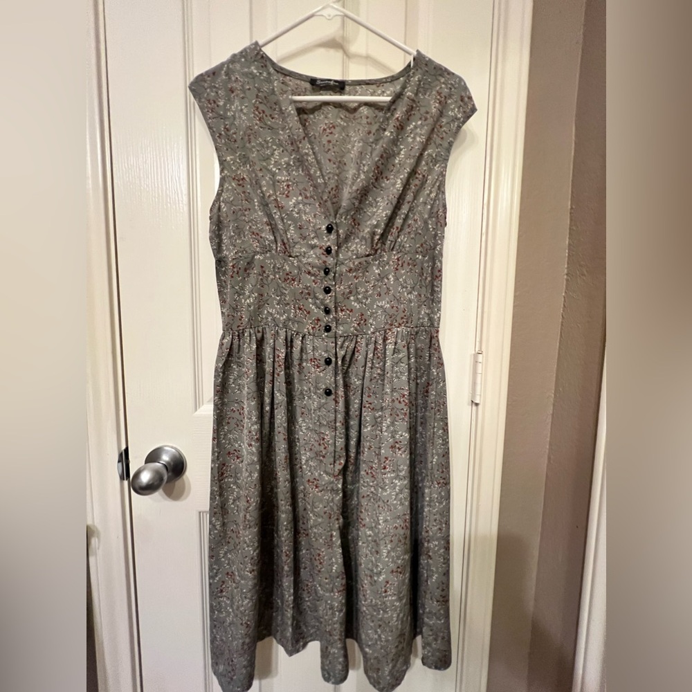 Sucrefas Grey Floral Retro Dress | Size Large